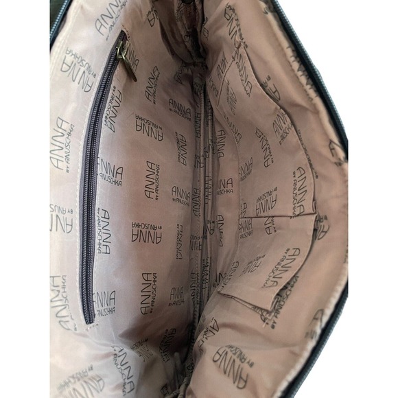 Anna by Anuschka Stained Glass Butterfly Hand-Painted Leather Large Satchel - Picture 9 of 13